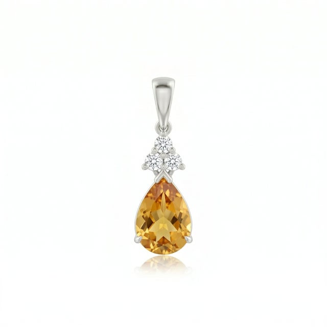 Natural Citrine Gemstone Dainty Stacking Pendant for Her For Sale - Image 4 of 7