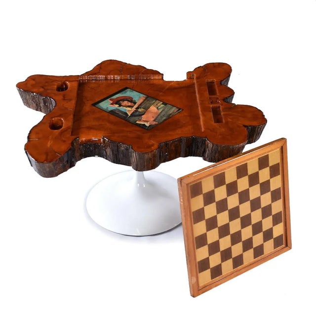 Custom Made Reversible Chess and Backgammon Live Edge Game Table For Sale - Image 11 of 13