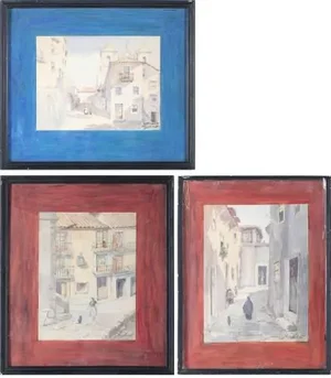 J. Knight Junior, Compositions, 20th Century, Watercolors, Set of 3