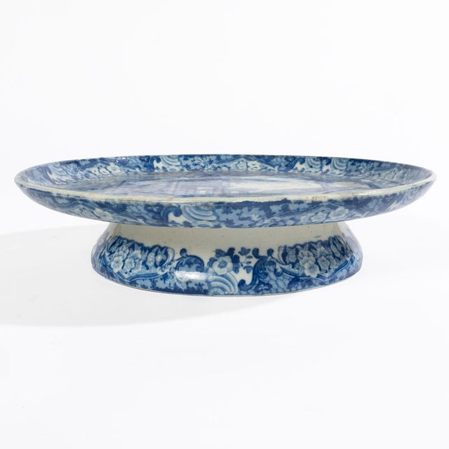 Circa 1825 English Staffordshire Pedestal Platter marked "Ancient Rome." It is an unusual form of this type of Staffordshire.