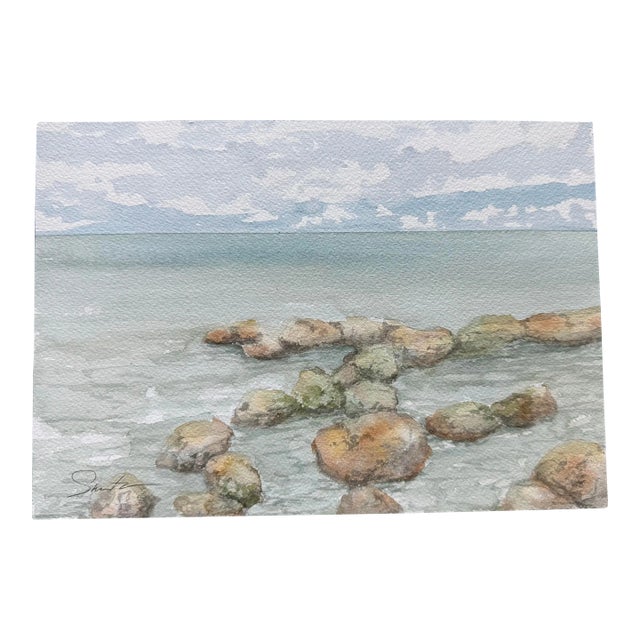 Nancy Smith Signed Original Watercolor Seascape "The View From Beer Can Alley" For Sale