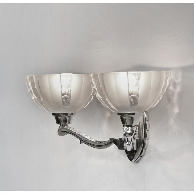 1930s Pair of 1930s Ezan Ejg French Art Deco Streamline Wall Sconces - 2 Pairs Available For Sale - Image 5 of 6