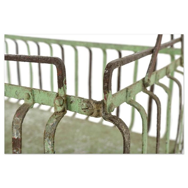 Antique Cradle in Cast Iron and Patinated Green Metal For Sale - Image 5 of 8