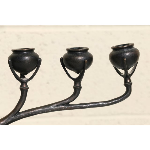 1910s Tiffany Studios New York Art Nouveau Bronze Six-Light Candelabra, Circa 1910s For Sale - Image 5 of 18