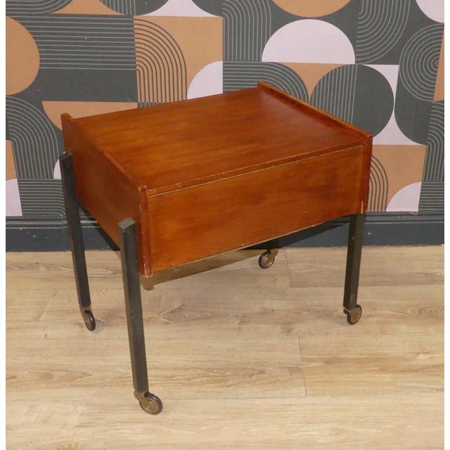 Black Vintage Sewing Table in Teak, 1960s For Sale - Image 8 of 12