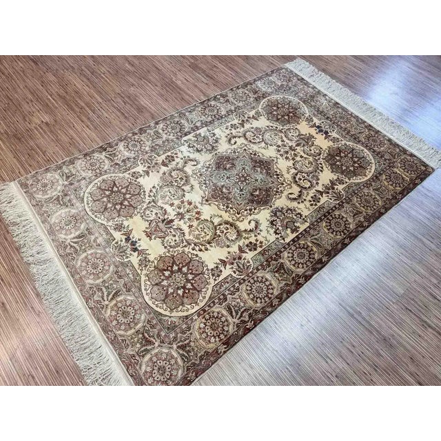 1970s Handmade Vintage Turkish Kayseri Rug 4.3' X 6.7' For Sale - Image 4 of 12