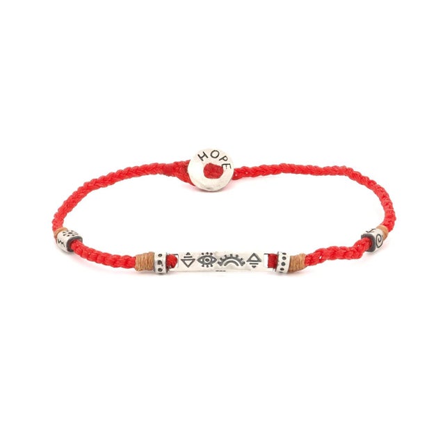 Sterling Silver Spiritual Symbols Red Woven Hope Braided Bracelet For Sale In Miami - Image 6 of 6