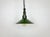 Industrial green enamel pendant light made in Poland during the 1960s. White enamel inside the shade. Green cast aluminium...
