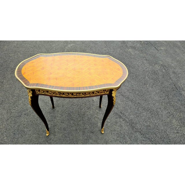 Parquetry French Style Inlaid Accent Oval Table/Desk,side and Center Table For Sale - Image 10 of 10