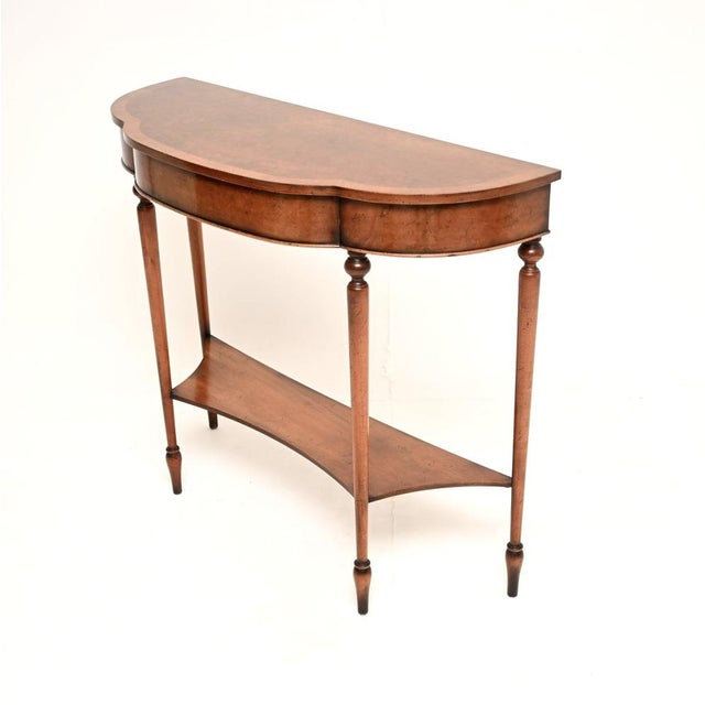 Antique Regency Style Burr Walnut Console Table, 1950 For Sale - Image 4 of 10