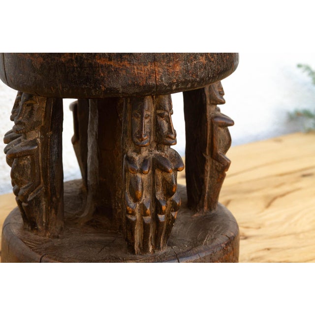 African Petite Antique Bamum Carytid Stool For Sale - Image 3 of 8