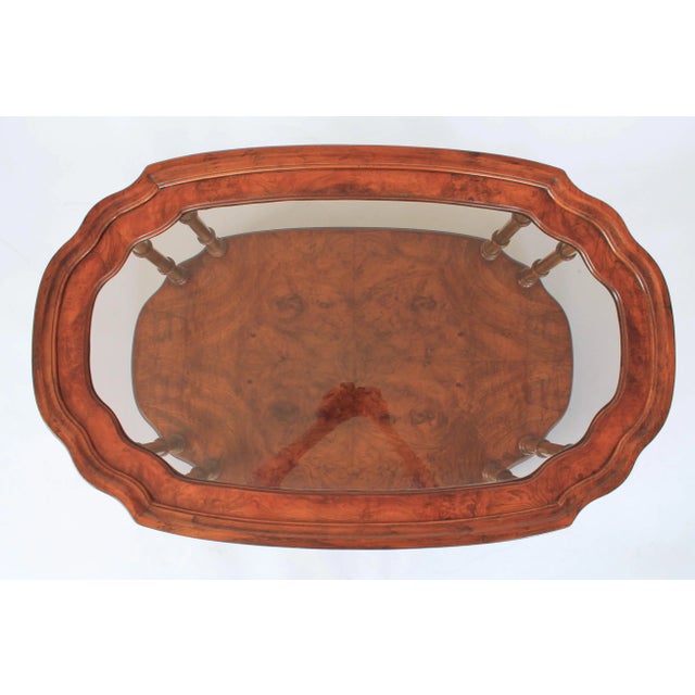 Drexel Heritage Mid-Century Burlwood and Brass Coffee Table by Drexel Heritage For Sale - Image 4 of 11