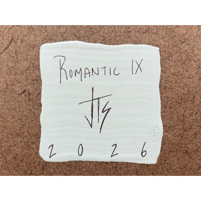 “Romantic” Black Abstract Art in Antique Frame, Transitional Living Room Art by JTS For Sale - Image 11 of 12