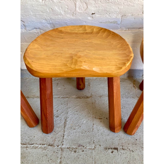 Primitive Style Tripod Stools, 1960s, Set of 4 For Sale - Image 9 of 18