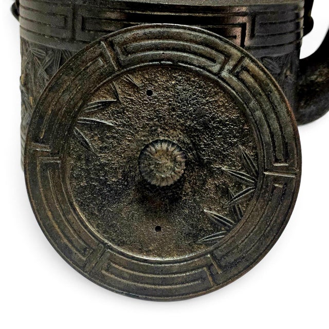 Mid-Century Japanese Shofudo Nambu Tekki Cast Iron Bamboo Tetsubin Tea Kettle For Sale - Image 13 of 15