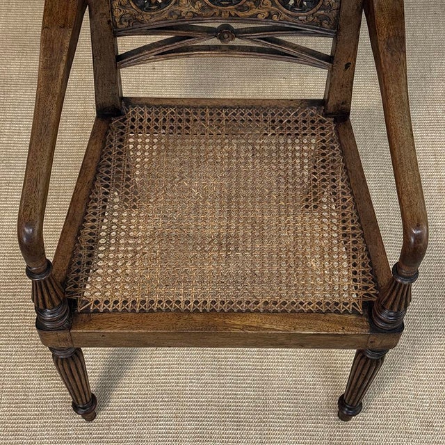 19th Century British Mahogany Edwardian Hand-Carved Armchair For Sale - Image 9 of 18