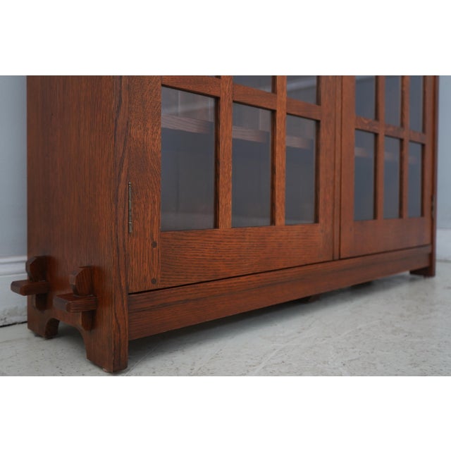 Wood Stickley 2 Door Mission Oak Arts & Crafts Bookcase For Sale - Image 7 of 12