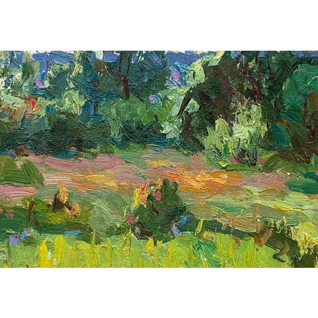 Spring Painting Rural Landscape Impressionism Antique Oil Painting Original Soviet Art Ukrainian Artist Kalatsyuk y.a. 24-34 1985 For Sale - Image 4 of 6