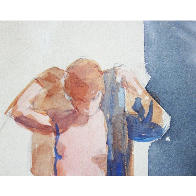 Orange 20th Century Abstract Figurative Nude Gouache Painting of Red Haired Female by William Anzalone For Sale - Image 8 of 11