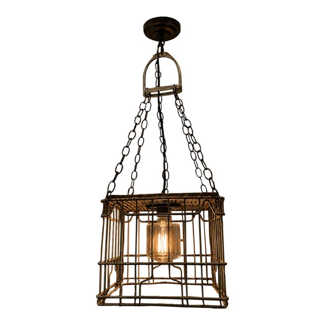 1960s Milk Crate Light Fixture - Square For Sale