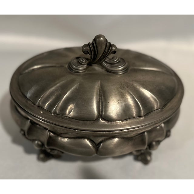 1960s Art Nouveau Style Italian Pewter Vanity Box For Sale - Image 5 of 6