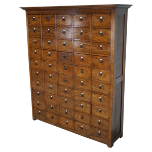 Large Dutch Oak Apothecary Cabinet with Enamel Shields, 1900s
