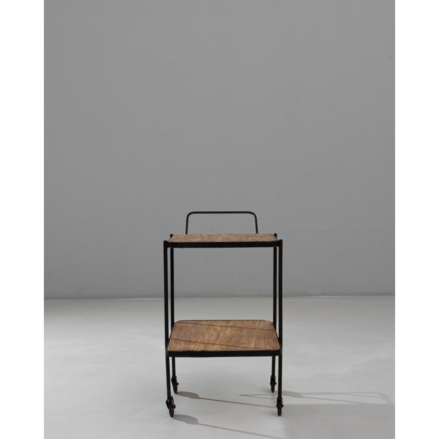 1950s French Two-Tier Metal and Wood Bar Cart With Bottle Holder For Sale - Image 16 of 18