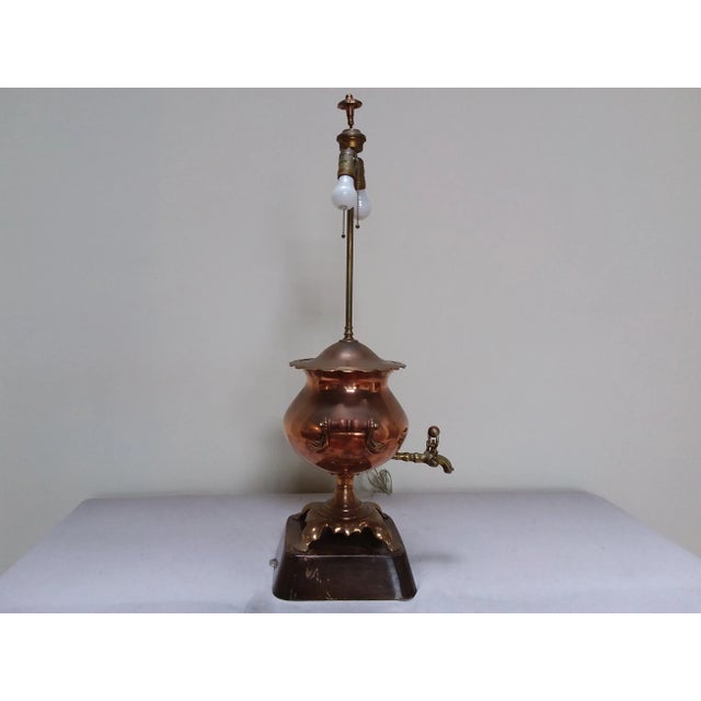 French Antique Samovar Copper Lamp For Sale - Image 4 of 6