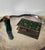 Vintage two-piece smoking set consisting of a large matchbox cover and a matching miniature vase by Nora Grill, Vienna,...