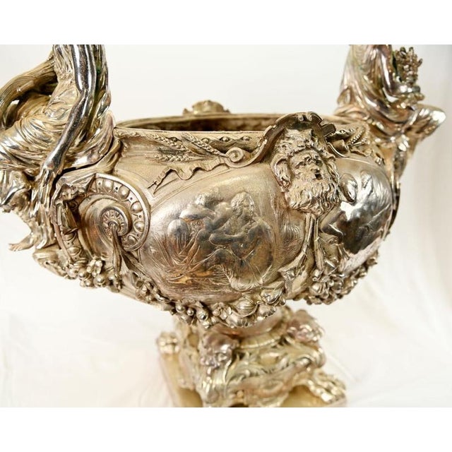 Napoleon III French Silvered Bronze Centrepiece Bowl For Sale - Image 6 of 11
