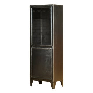 Black Glass and Iron Medical Cabinet from Kovona, 1950s For Sale