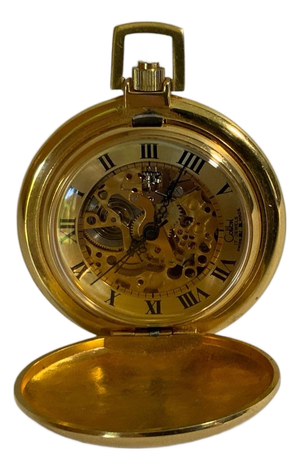 Vintage Colibri 17 Jewel Swiss Mechanical Skeleton Pocket Watch Gold Tone Made Usa 1970s-1980s
