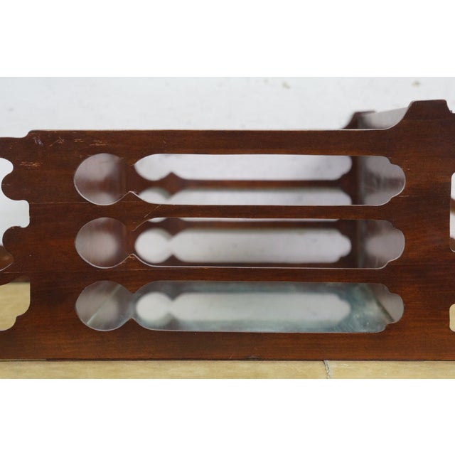 Mid 20th Century Chinese Chippendale Mahogany Fretwork Mirrored Hanging Curio Shelf Rack 24" For Sale - Image 10 of 17