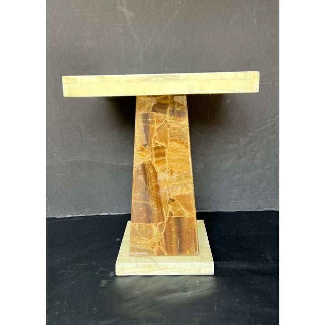 1960’s Muller’s of Mexico signed on the top corner pedestal-side table ,Composite of Onyx and resin Original preownned...