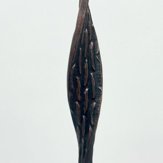 Hand Forged Iron Candelabra Set of 3 (107-127cm) Antique Copper Finish Open Twist Stem with Arched Base For Sale - Image 6 of 8
