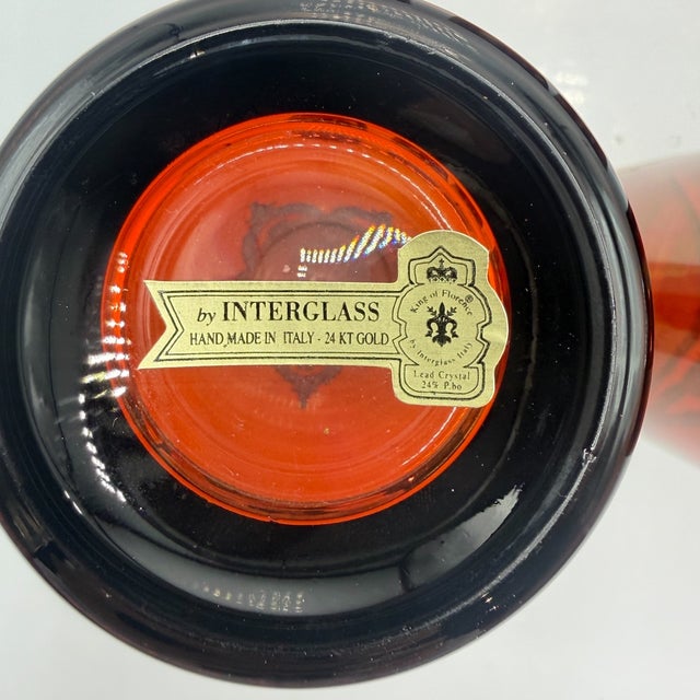 Italian Red Highball Glasses with 24k Gold Garlands from Interglass, 1980s, Set of 6 For Sale - Image 9 of 14
