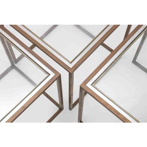 Glass Metal and Glass Nesting Tables, 1970s, Set of 3 For Sale - Image 7 of 8