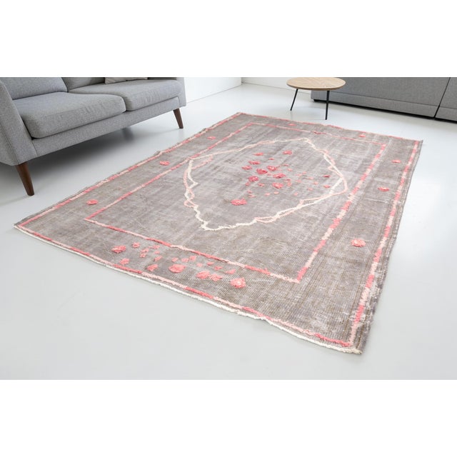 Turkish Eclectic Terracota Star Medallions Vintage Rug For Sale - Image 3 of 10