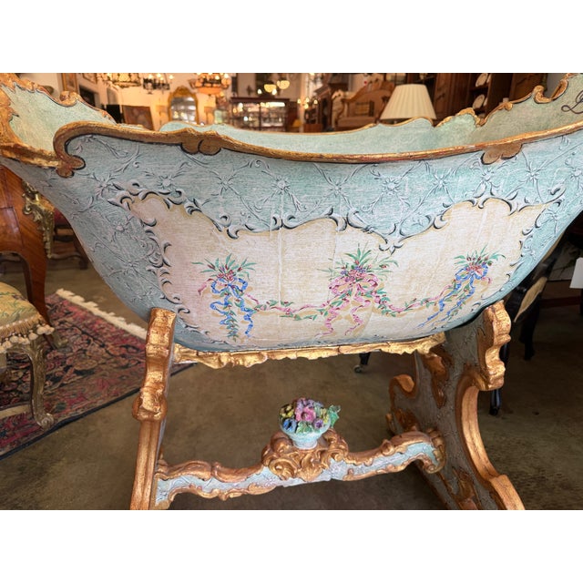 Rococo Late 18th Century Italian Baroque Bombe Rocking Cradle For Sale - Image 3 of 10