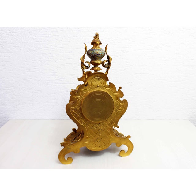 Metal Clock in Bronze and Cloisonné Enamels, 1940s For Sale - Image 7 of 18