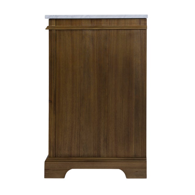 Wood Rachelle 24 in. W Rectangular Wood & Marble Bathroom Vanity with Storage, Brown For Sale - Image 7 of 11
