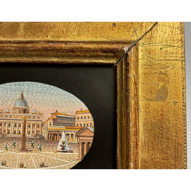 Early 20th Century Early 20th Century Italian Grand Tour Micro Mosaic of St Peters Square and Basilica the Vatican For Sale - Image 5 of 7