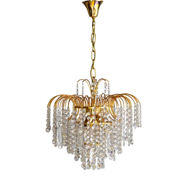 Hollywood Regency Crystal Waterfall Chandelier from Swarovski, 1980s For Sale