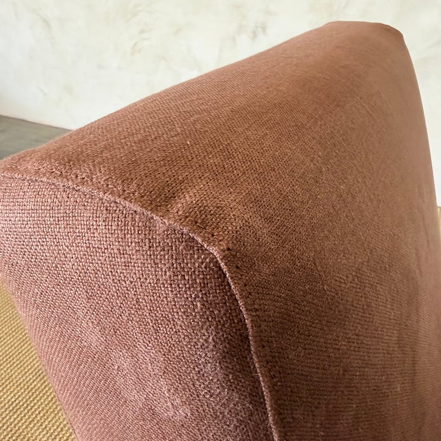 2020s Regent Chair Slip Covered in Belgian Linen- Dark Rust For Sale - Image 5 of 10