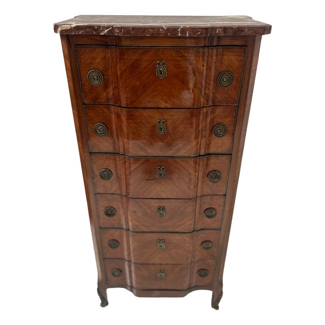 20th Century Transition Chest of Drawers in Elm and Amaranth Veneer For Sale