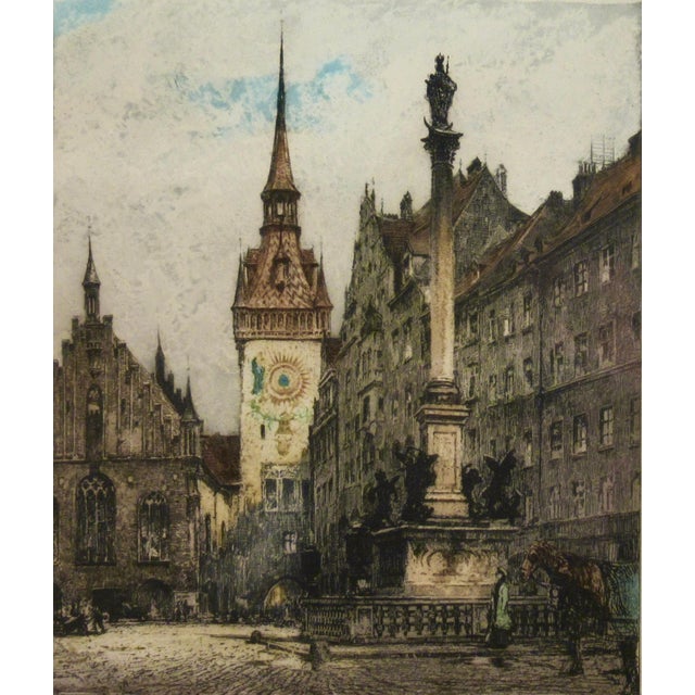 Realism Luigi Kasimir The Old City Hall, Munich, Germany C. 1930 Reproduction Print For Sale - Image 3 of 7