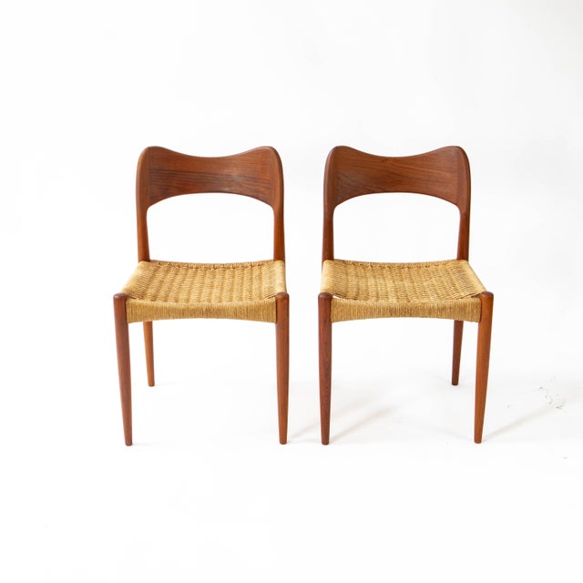 Mid-Century Modern Teak Chairs by Arne Hovmand Olsen for Mogens Kold, 1950s, Set of 2 For Sale - Image 3 of 18