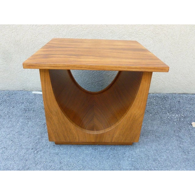 Rare Johnson Furniture forward trend mid-century modernist Bert England table sold as found refinished nice condition. We...
