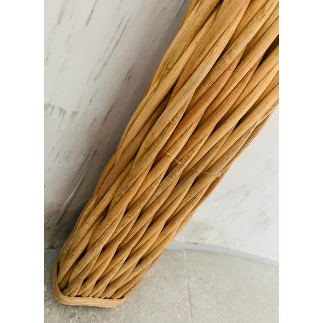 1970s Vintage ‘Gabriella Crespi Style’ 1970’s Braided Pencil Reed Rattan Coastal Side Table, Rectangular With Glass Top For Sale - Image 5 of 10