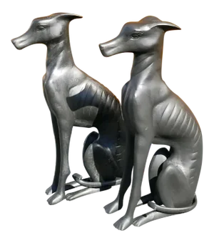 Vintage Bronze Black Greyhound Dog Statues - a Pair